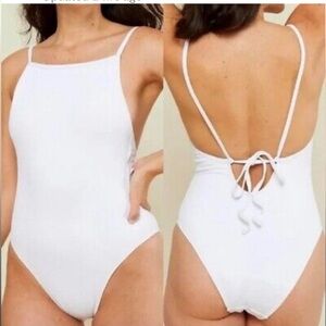 Andie Swim NWT The Paloma Ribbed White One-Piece Swimsuit